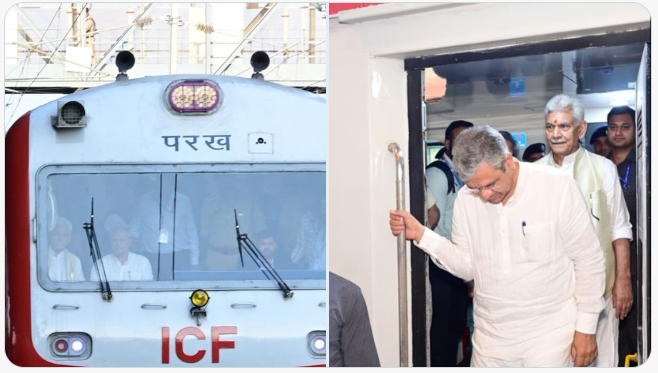 LG Manoj Sinha Railway Minister Ashwini Vaishnaw undertake rail journey from Katra to Srinagar